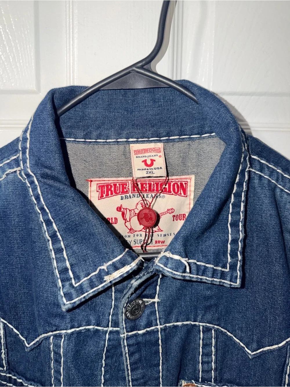 True Religion Men’s Denim Trucker Jacket 2XL Made in USA Y2K
